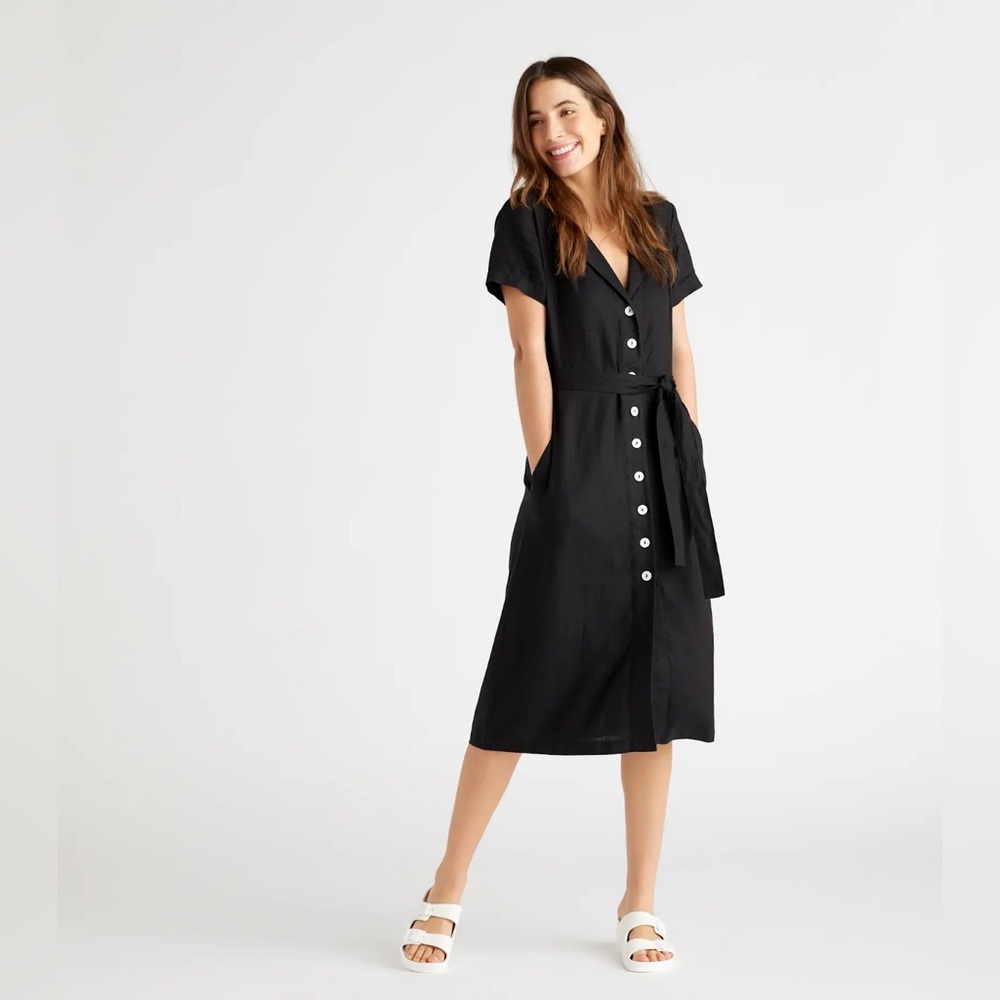 Quince 100% Linen Button Down Dress
